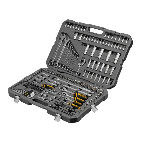 картинка Набор инструментов, 1/2", 1/4", 3/8", CrV, S2, пластиковый кейс, 216 предметов Denzel от магазина Одежда+