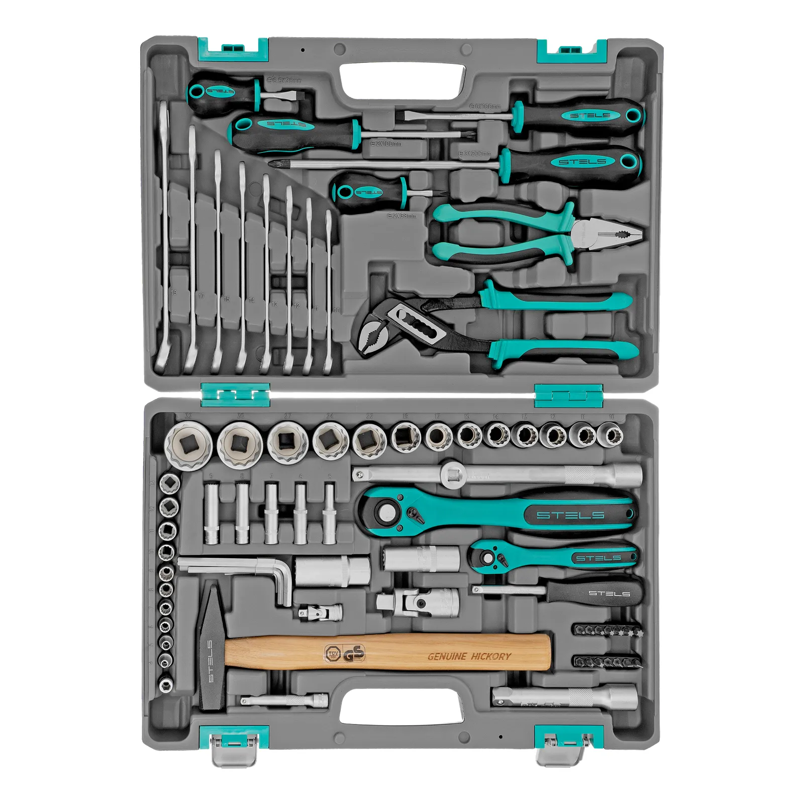 картинка Набор инструментов, 1/2", 1/4", CrV, 12 гранные головки, пластиковый кейс, 76 предметов Stels от магазина Одежда+