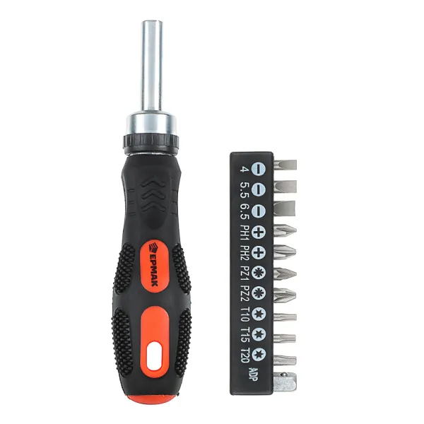 картинка ЕРМАК Отвертка реверсив.,адаптер 1/4,биты:SL4,SL5.5,SL6.5,PH1,PH2,PZ1,PZ2,TORX10,TORX15,TORX20,сталь от магазина Одежда+