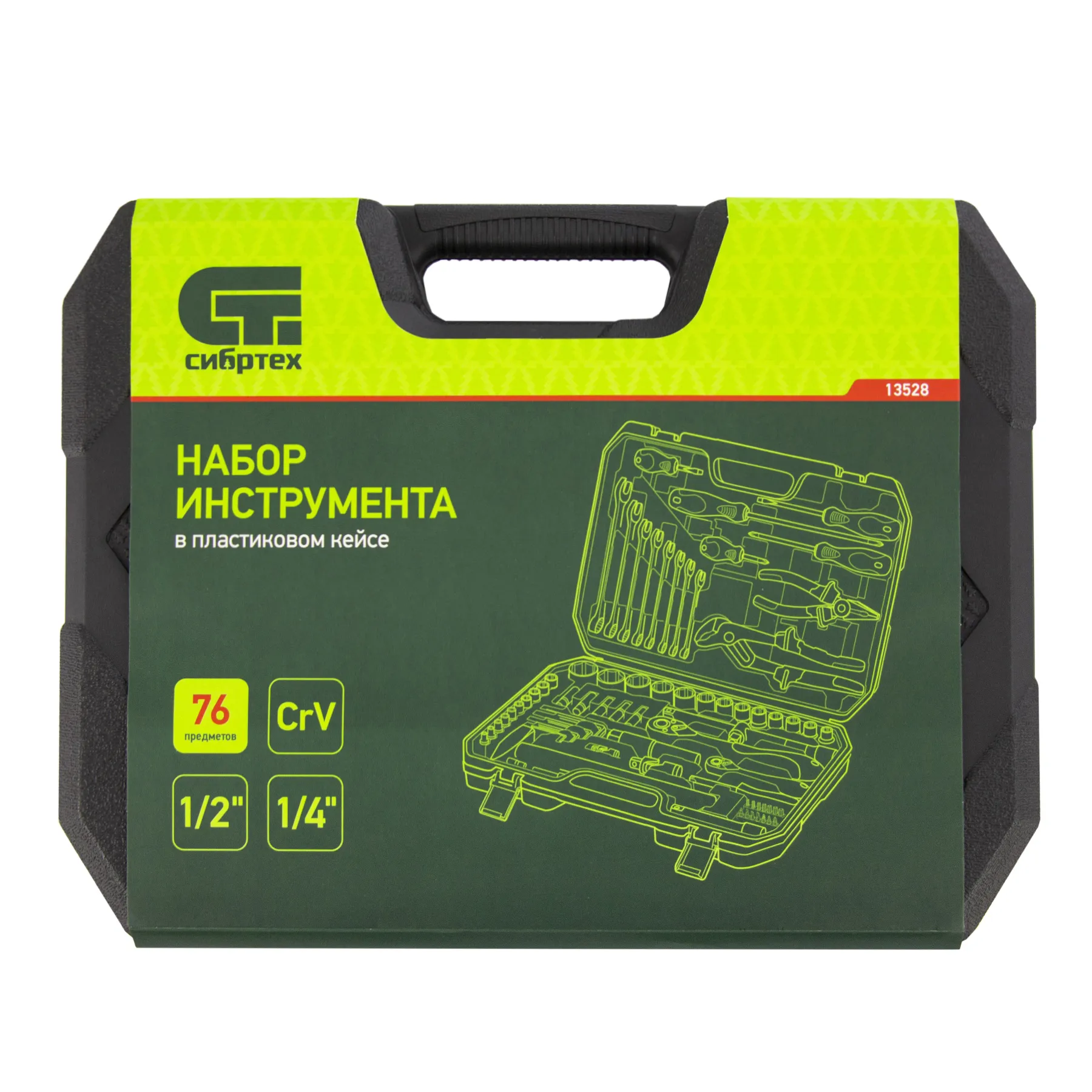 картинка Набор инструментов 76 предметов CrV, 1/2", 1/4" Сибртех от магазина Одежда+