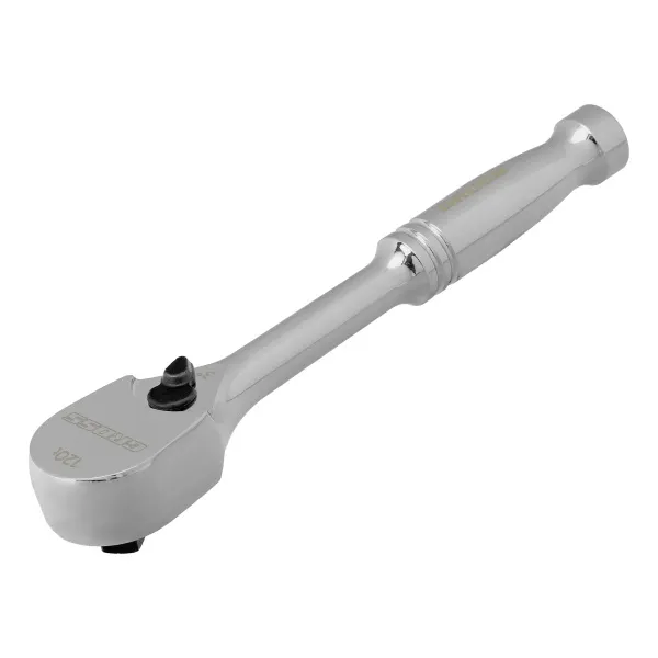 картинка Ключ-трещотка 1/4", CrV, 120 зубьев, цельнометаллический, хром Gross от магазина Одежда+