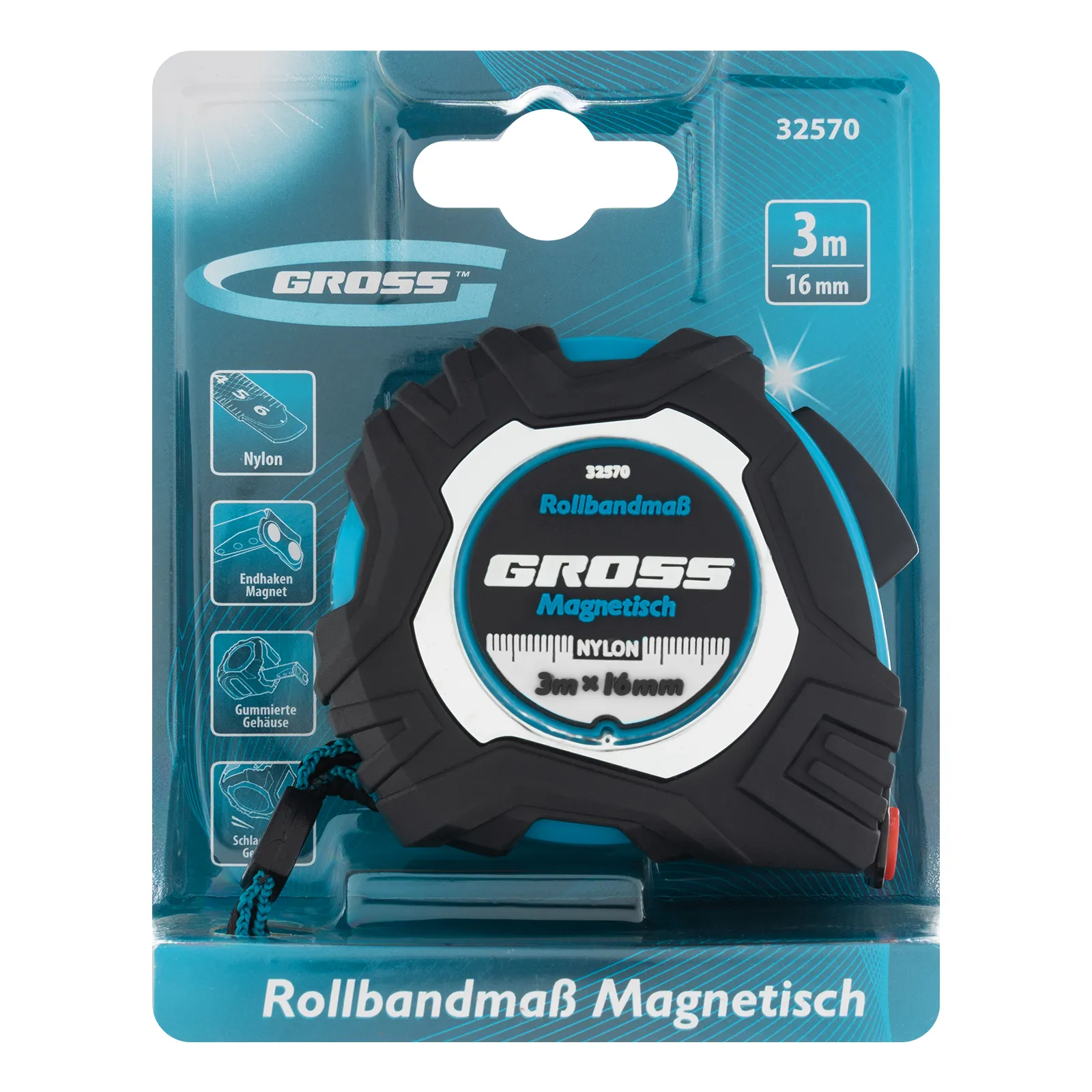картинка Рулетка Magnetisch 3 м х 16 мм,обрезиненный корпус,автоматическая фиксация,Нейлоновое покрытиеытие,з от магазина Одежда+