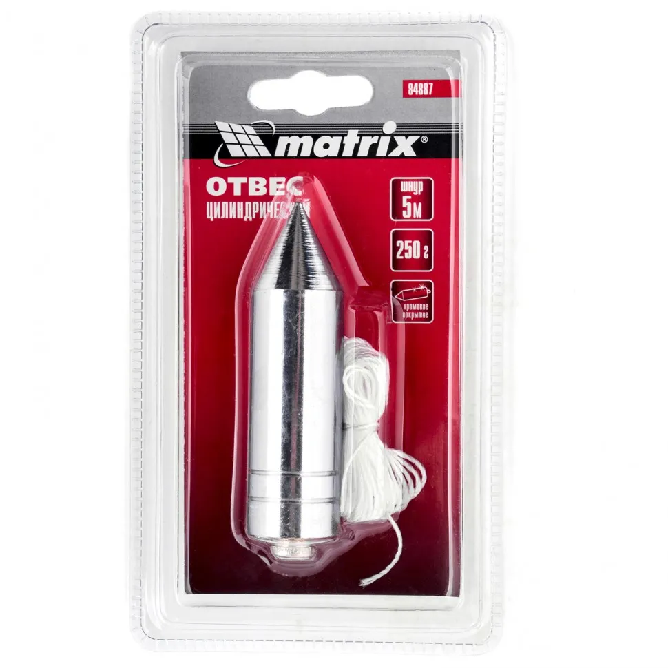 картинка Отвес цилиндрический, 250 г, шнур 5 м Matrix от магазина Одежда+