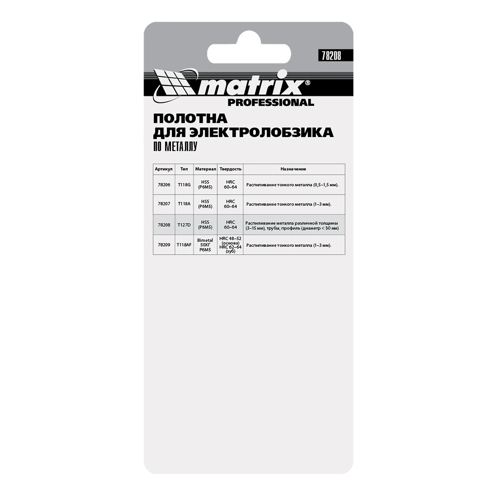 картинка Полотна для электролобзика по металлу, 3 шт, T127D, 75 х 3 мм, HSS Matrix Professional от магазина Одежда+