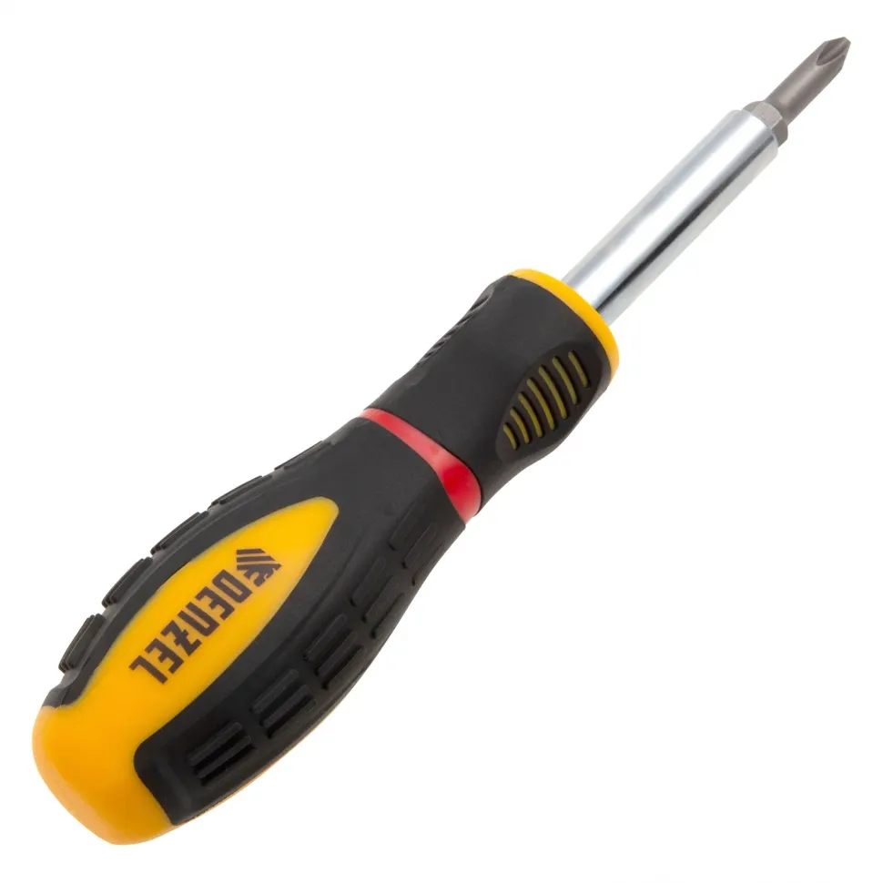картинка Отвертка комбинированная, SL3/16"-PH1, SL1/4"-PH2, 3-х компонентная рукоятка Denzel от магазина Одежда+