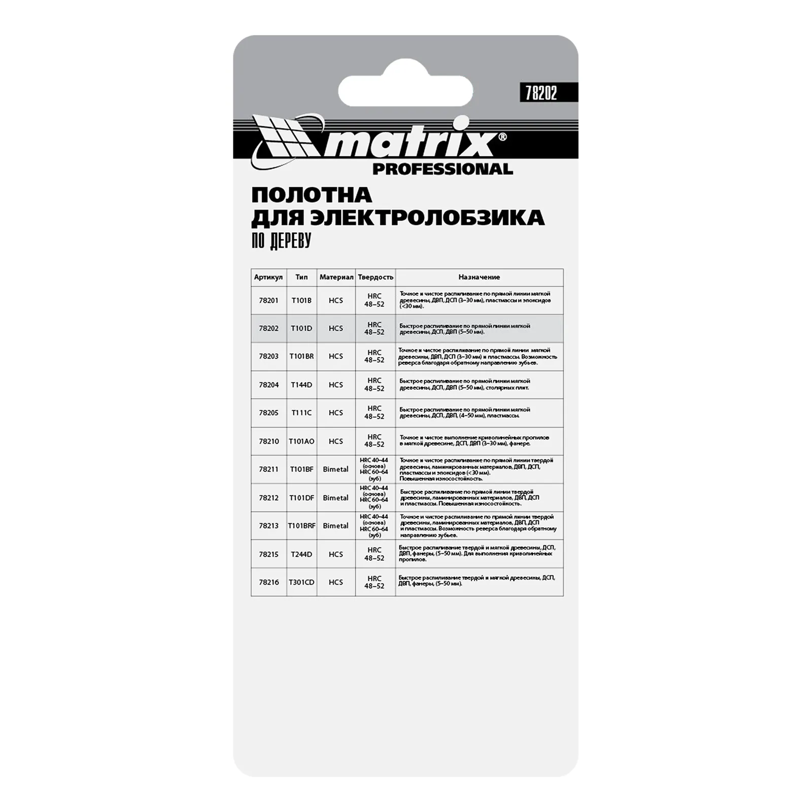 картинка Полотна для электролобзика по дереву, 3 шт, T101D, 75 х 4.0 мм, HCS Matrix Professional от магазина Одежда+