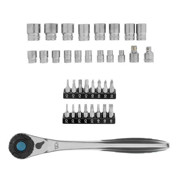 картинка Набор торцевых головок, трещотка 120 зубьев, 1/2", CrV, 36 предметов Gross от магазина Одежда+