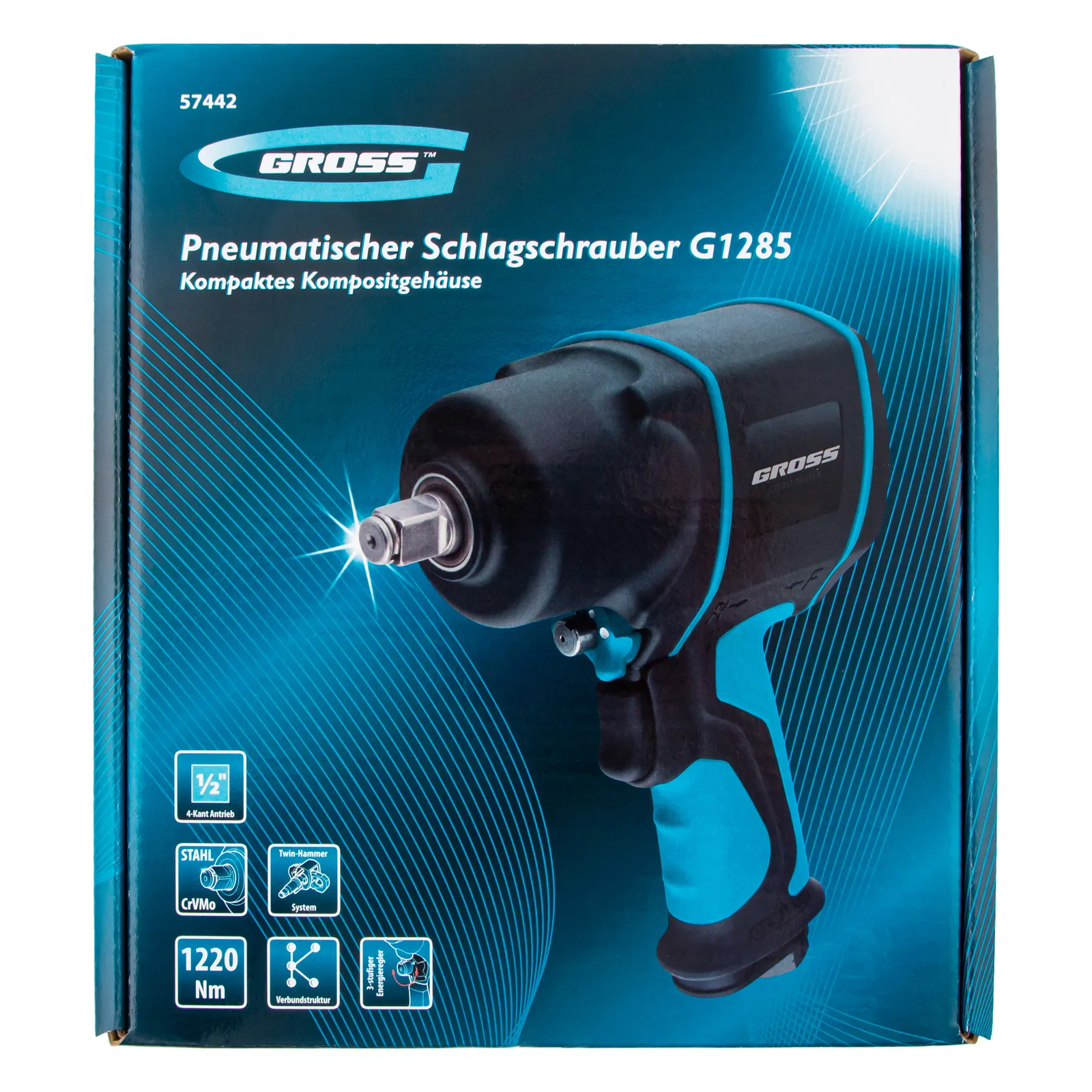 картинка Гайковерт пневматический ударный G1285, 1/2, Twin Hammer, 1220Нм, 6500 об/мин, композитный Gross от магазина Одежда+