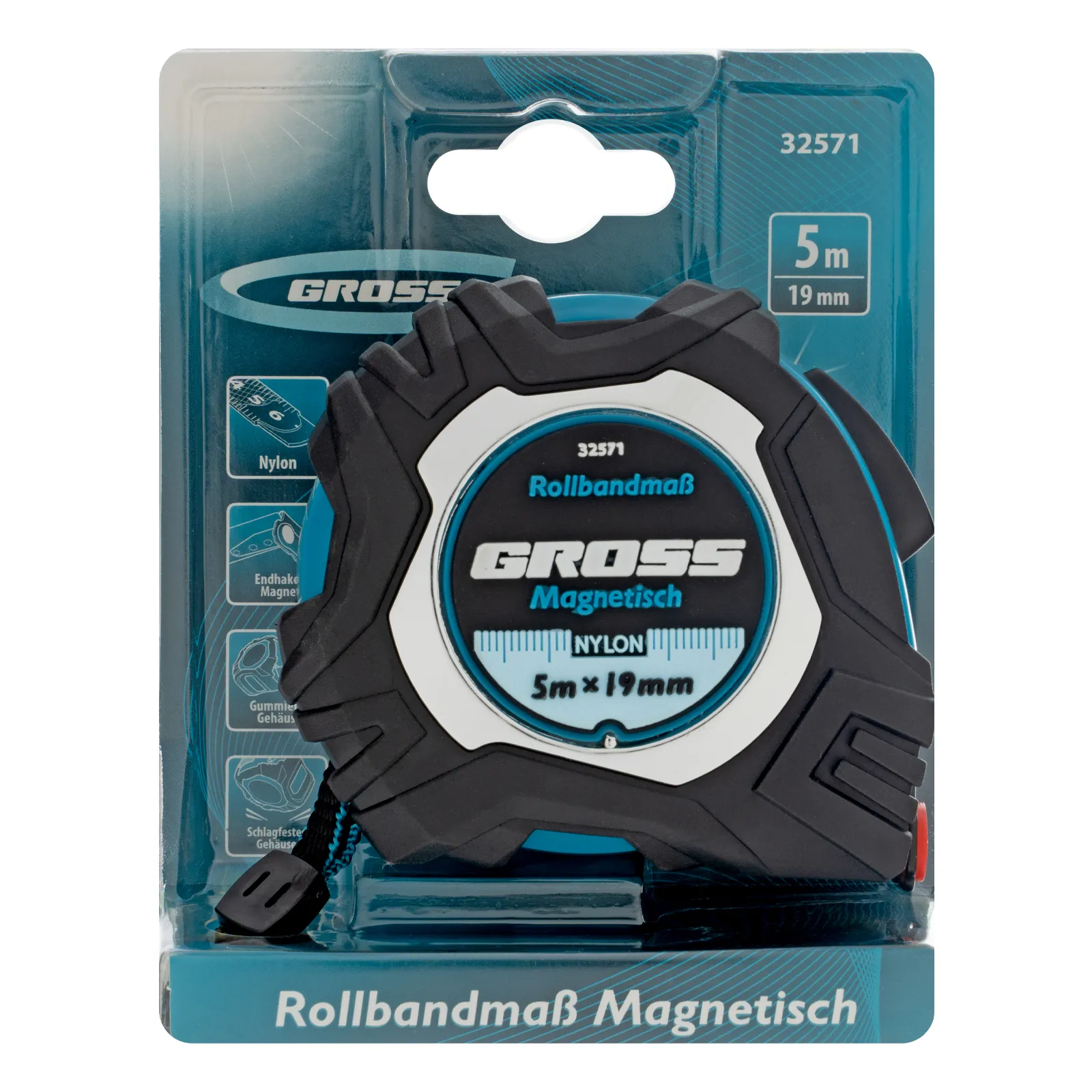 картинка Рулетка Magnetisch 5 м х 19 мм,обрезиненный корпус,автоматическая фиксация,Нейлоновое покрытиеытие,з от магазина Одежда+