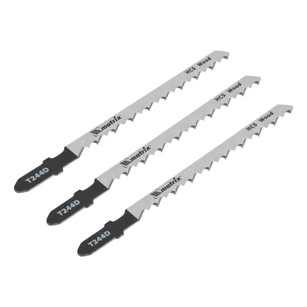 картинка Полотна для электролобзика по дереву, 3 шт, T244D, 75 x 4 мм, HCS Matrix Professional от магазина Одежда+