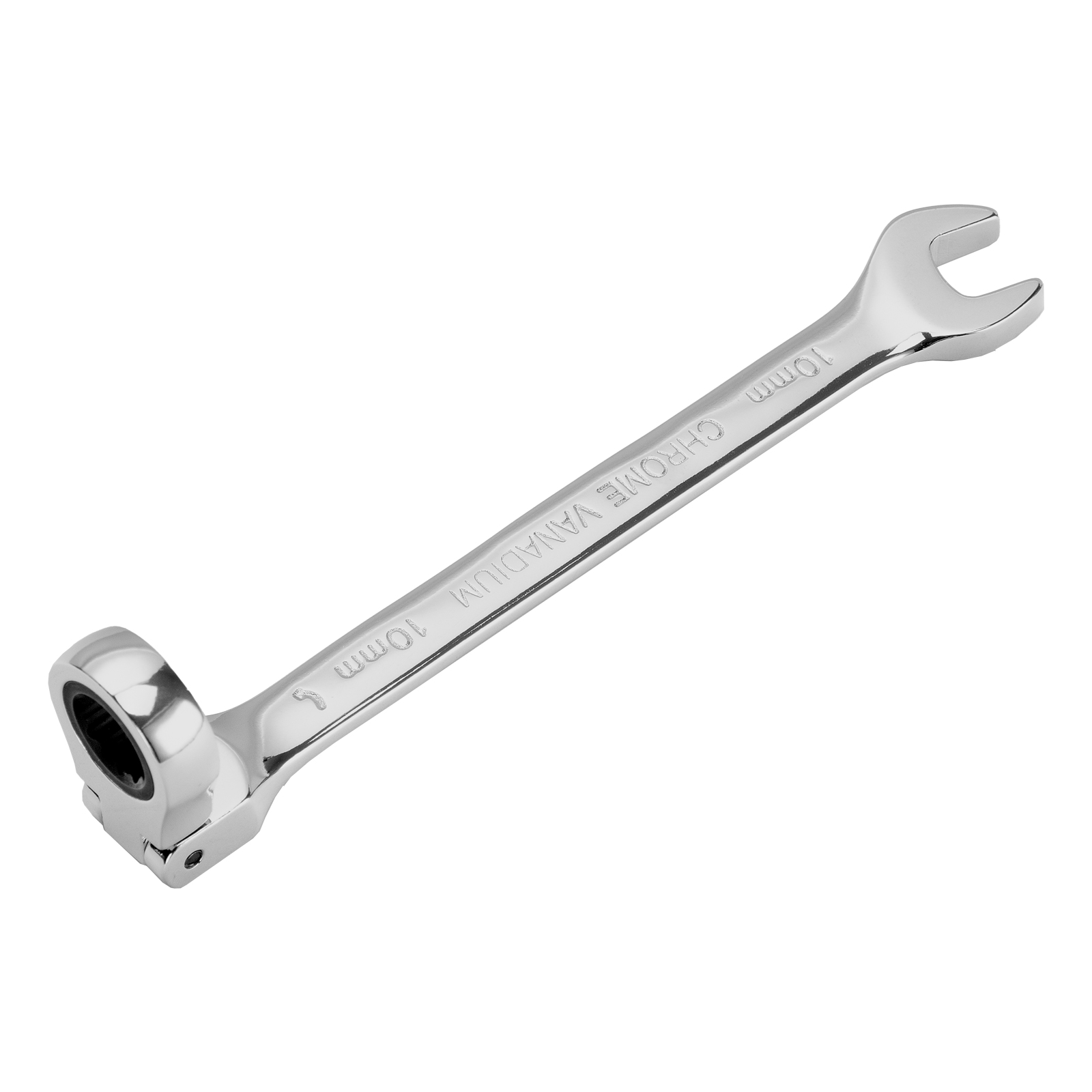 картинка Ключ комбинированный трещоточный, 10 мм, CrV, шарнирный, зеркальный хром Matrix Professional от магазина Одежда+