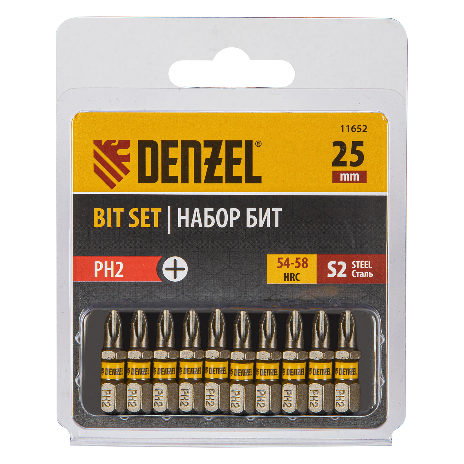 картинка Бита PH2х25, сталь S2, шестигранный профиль, 10 шт. Е 6,3 Denzel от магазина Одежда+