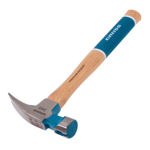 картинка Молоток-гвоздодер, 680 г, угол 75, магнит, обрезиненная рукоятка AMERICAN HICKORY GROSS от магазина Одежда+