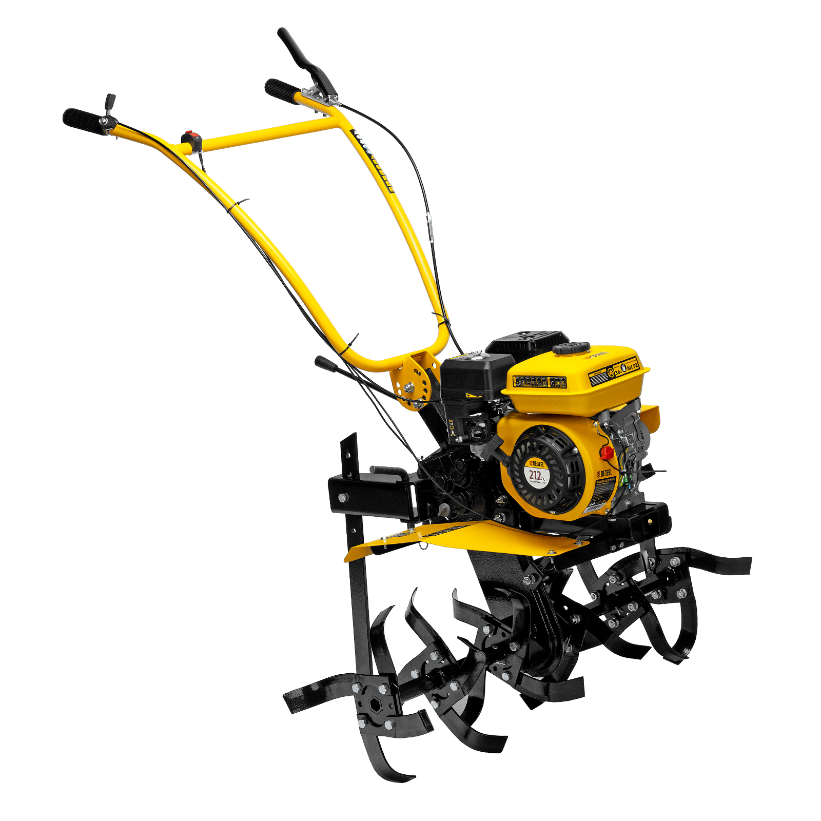 картинка Мотоблок DPT-270SB, 7 л.с., ремен.сцеп, фрез 3х4, ШОМ, без колес, передачи 2В/1Н Denzel от магазина Одежда+