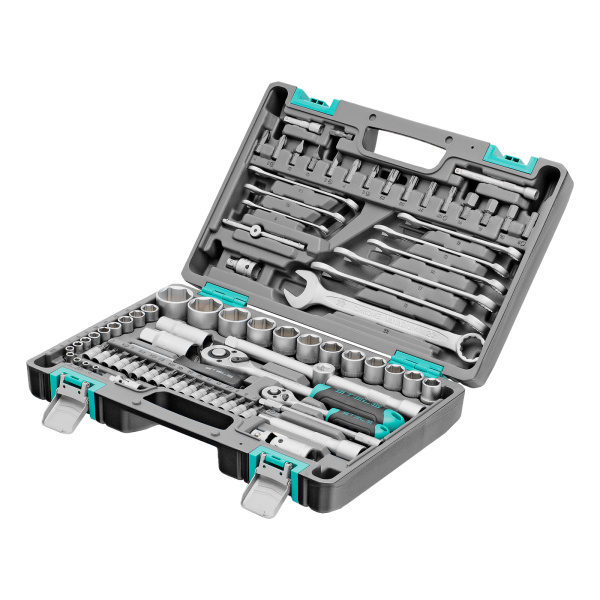 картинка Набор инструментов, 1/2", 1/4", CrV, пластиковый кейс 82 предмета Stels от магазина Одежда+