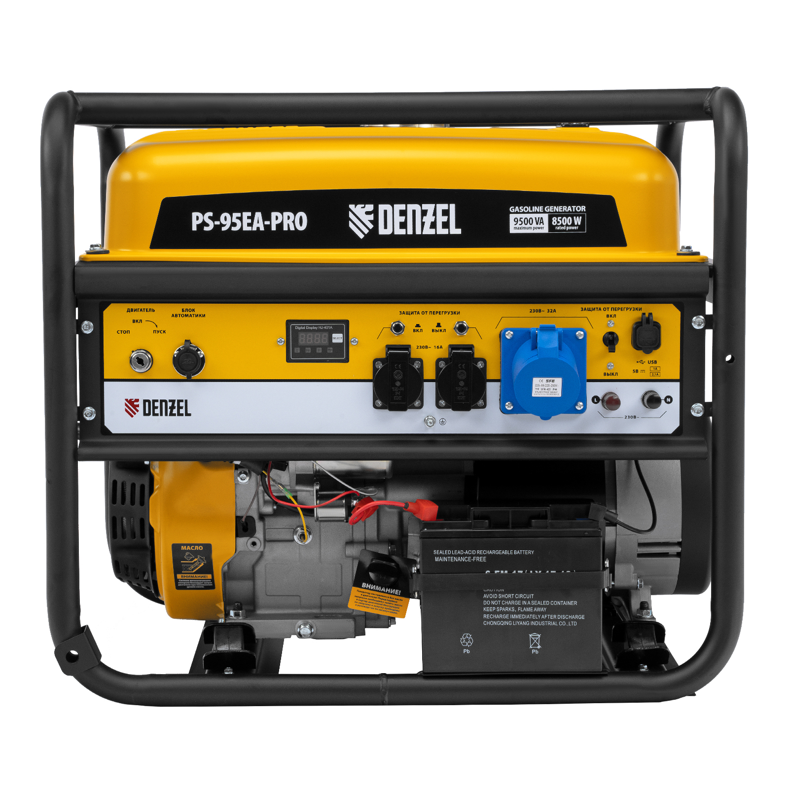 картинка Генератор бензиновый PS-95EA-PRO, 9,5 кВт, 230 В, 40 л, разъем ATS, эл.старт Denzel от магазина Одежда+