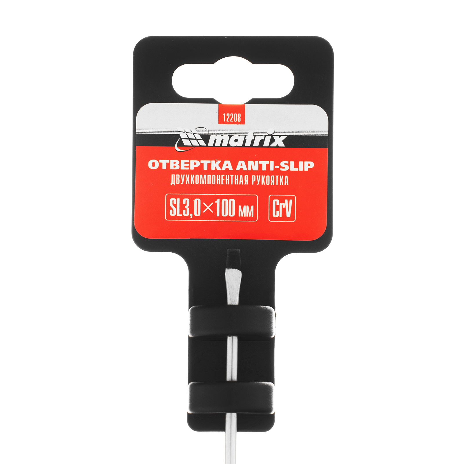 картинка Отвертка Anti-Slip, SL3 х 100 мм, CrV, двухкомпонентная рукоятка Matrix от магазина Одежда+