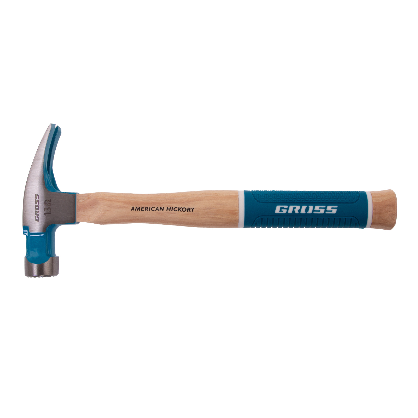 картинка Молоток-гвоздодер, 380 г, угол 75, магнит, обрезиненная рукоятка AMERICAN HICKORY GROSS от магазина Одежда+