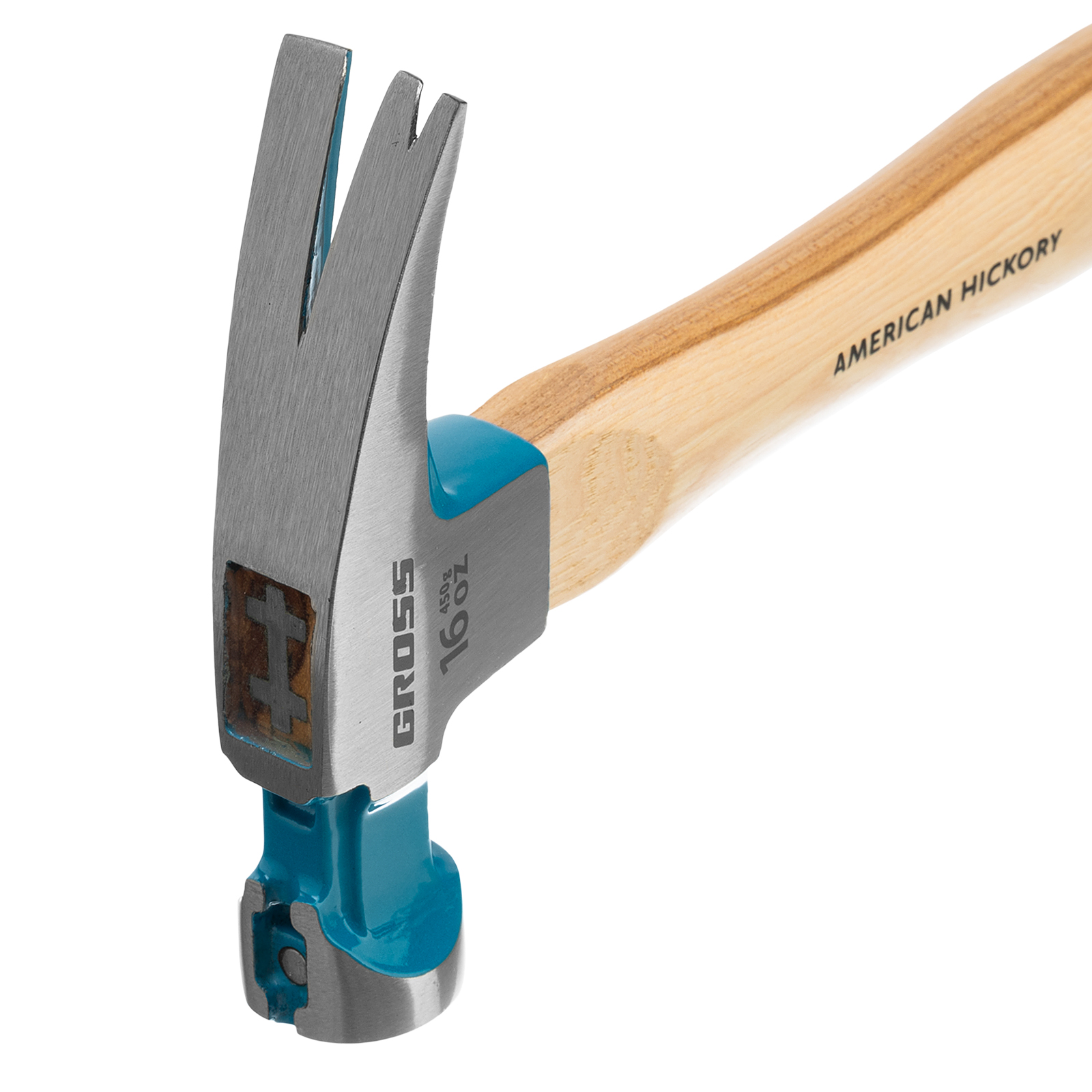 картинка Молоток-гвоздодер, 450 г, угол 75, магнит, обрезиненная рукоятка American hickory GROSS от магазина Одежда+