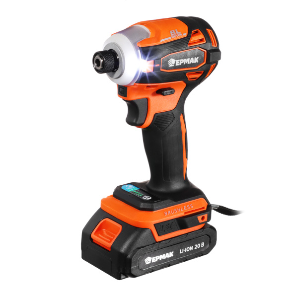 картинка ЕРМАК Дрель-шуруповерт на АКБ, Бесщет, импакт, 20В, 2,0А Li-ion (1шт),з/у, 230H*m (ONE) от магазина Одежда+