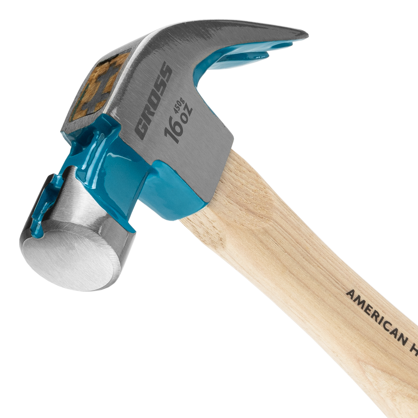 картинка Молоток-гвоздодер, 450 г, угол 45, магнит, обрезиненная рукоятка American hickory GROSS от магазина Одежда+