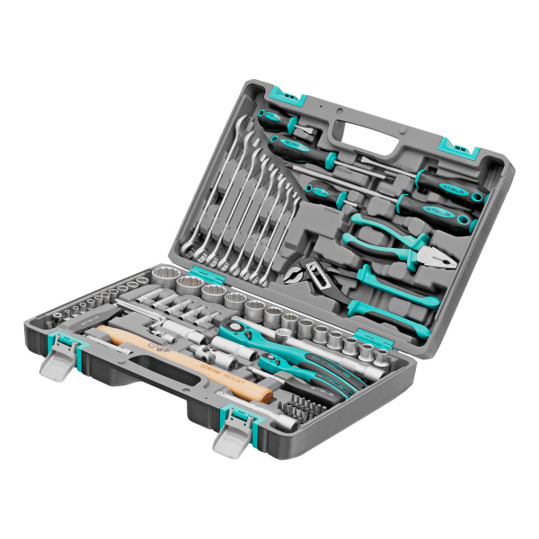 картинка Набор инструментов, 1/2", 1/4", CrV, 12 гранные головки, пластиковый кейс, 76 предметов Stels от магазина Одежда+