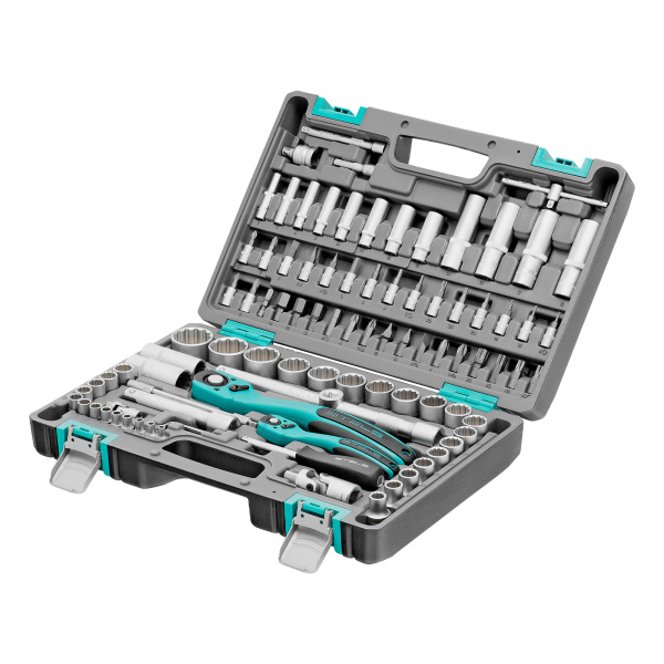 картинка Набор инструментов 1/2", 1/4", CrV, 12 гранные головки, пластиковый кейс, 94 предмета Stels от магазина Одежда+