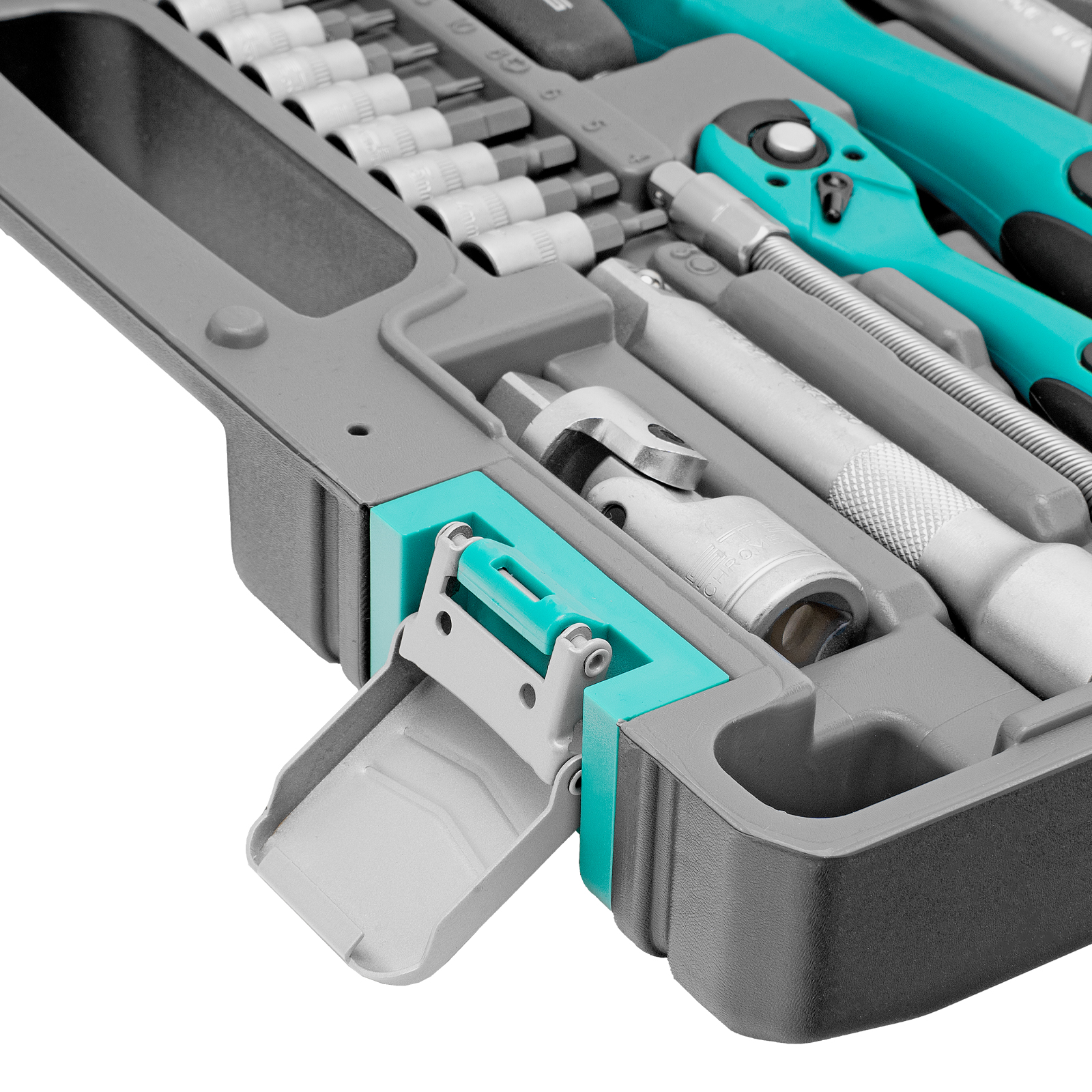 картинка Набор инструментов 1/2", 1/4", CrV, 12 гранные головки, пластиковый кейс, 82 предмета Stels от магазина Одежда+