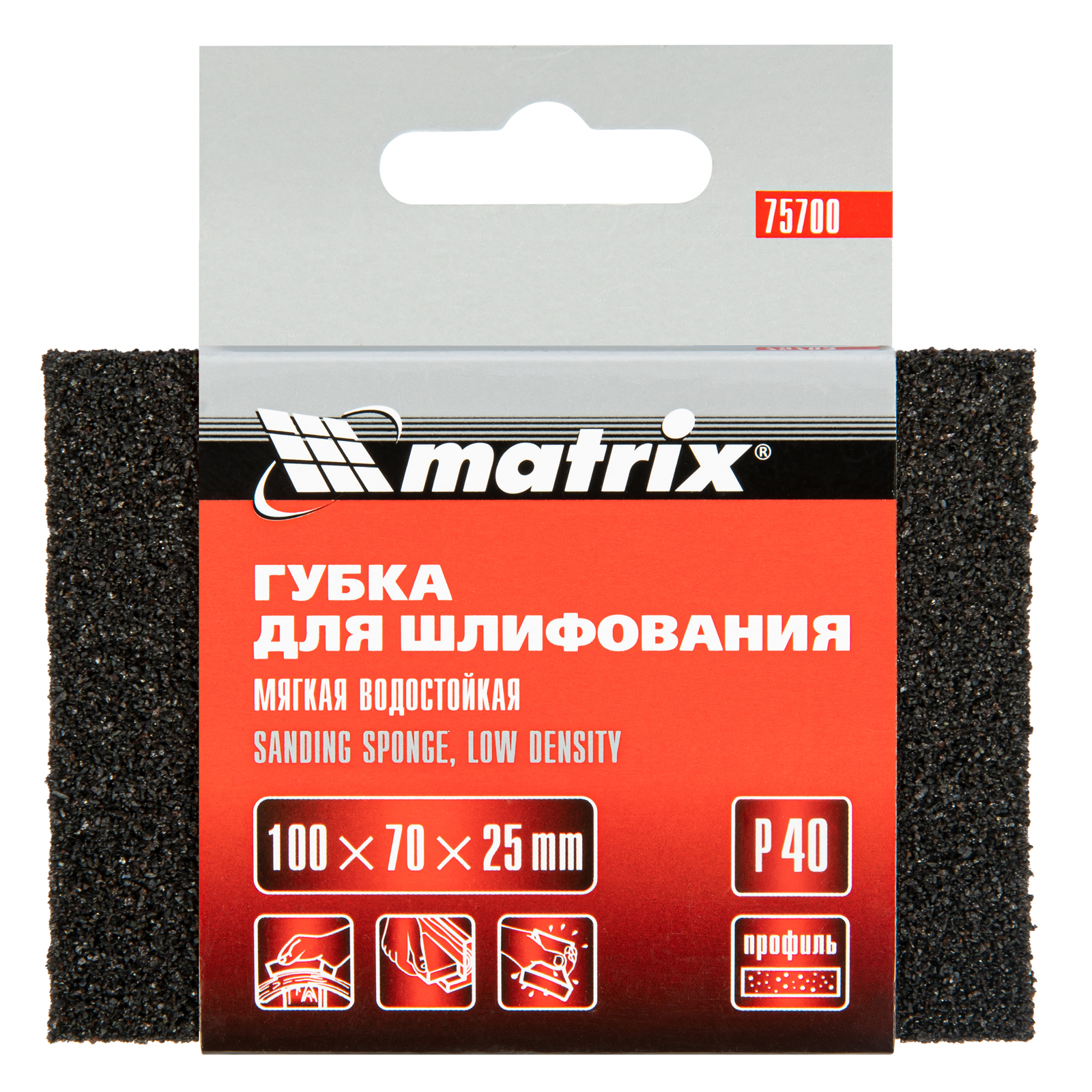 картинка Губка для шлифования, 100 х 70 х 25 мм, мягкая, P 40 Matrix от магазина Одежда+