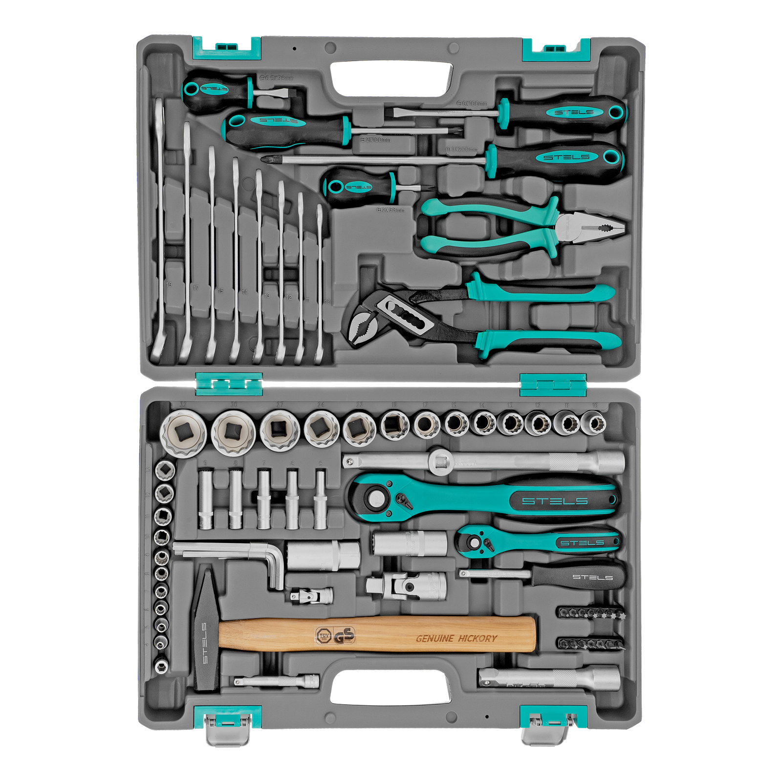 картинка Набор инструментов, 1/2", 1/4", CrV, 12 гранные головки, пластиковый кейс, 76 предметов Stels от магазина Одежда+