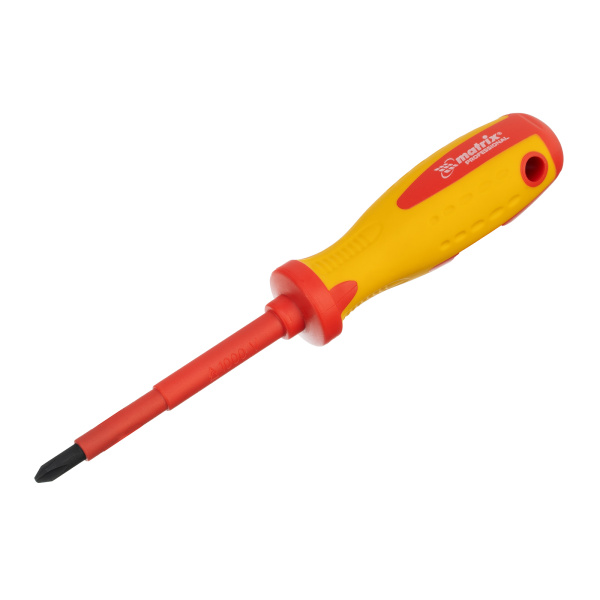 картинка Отвертка Insulated, PH2 x 100 мм, CrMo, до 1000 В, двухкомпонентная рукоятка Matrix Professional от магазина Одежда+