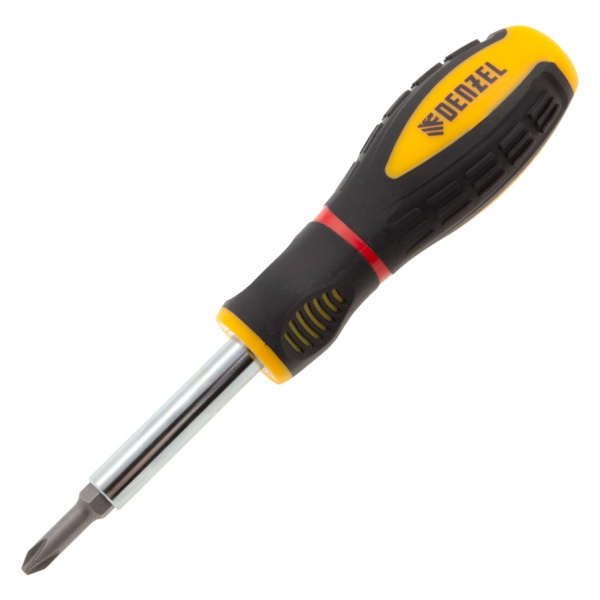 картинка Отвертка комбинированная, SL3/16"-PH1, SL1/4"-PH2, 3-х компонентная рукоятка Denzel от магазина Одежда+