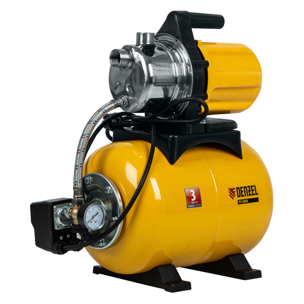 картинка Насосная станция PS800X, 800 Вт, 3200 л/ч, ресивер 24 л, подъем 38 м, нержавейка Denzel от магазина Одежда+