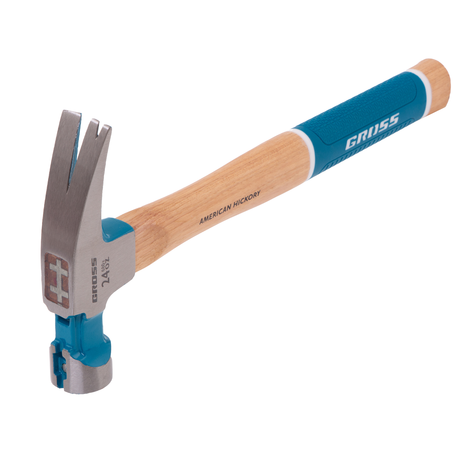 картинка Молоток-гвоздодер, 680 г, угол 75, магнит, обрезиненная рукоятка AMERICAN HICKORY GROSS от магазина Одежда+