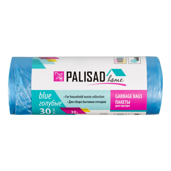 картинка Пакеты для мусора 30 л x 30 шт. голубые, Home Palisad от магазина Одежда+