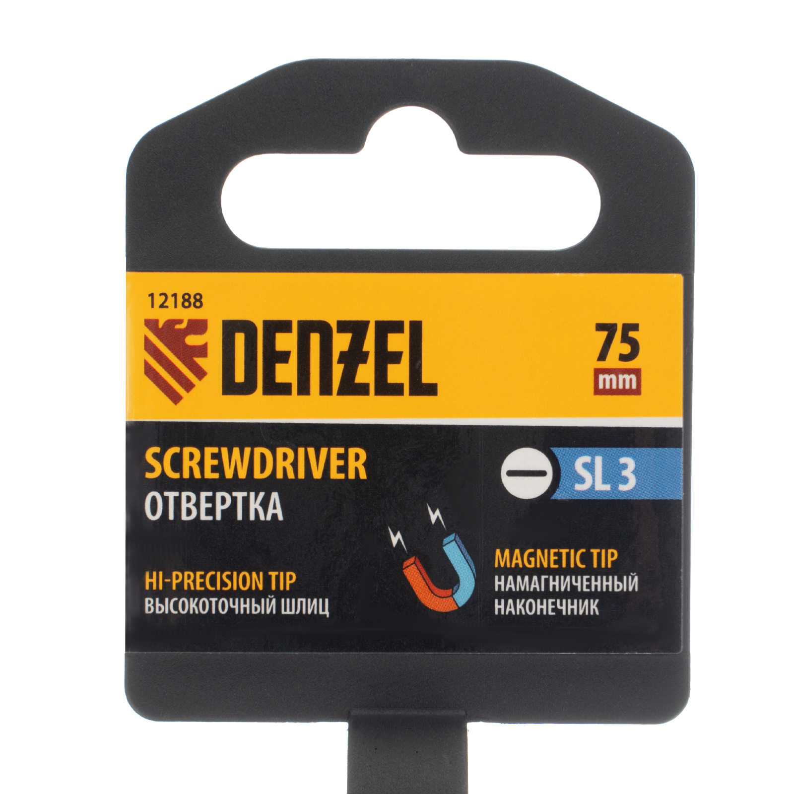 картинка Отвертка SL3х75 мм, CrV, трехкомпонентная рукоятка Denzel от магазина Одежда+
