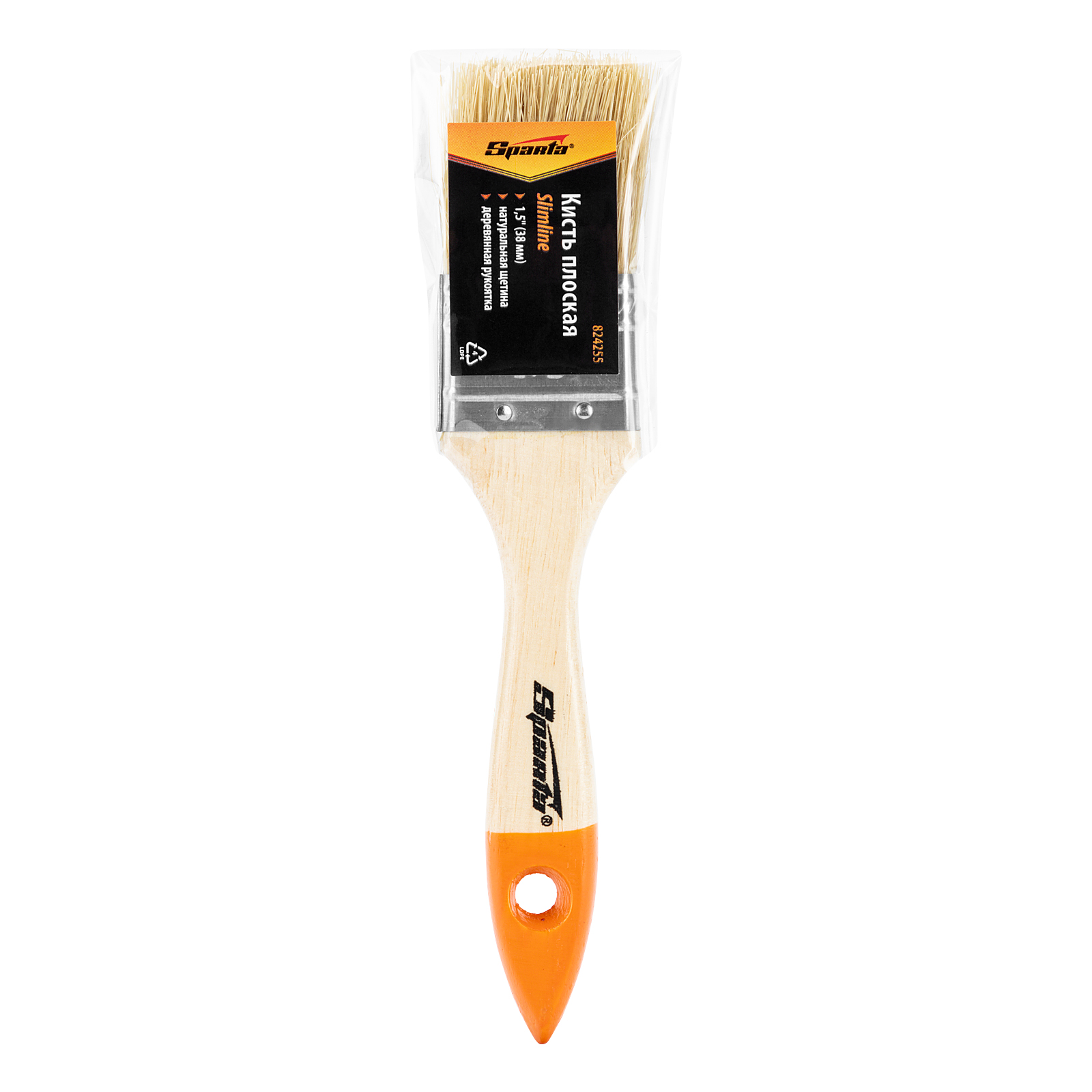 картинка Кисть плоская Slimline 1.5" (38 мм) натуральная щетина, деревянная ручка Sparta от магазина Одежда+
