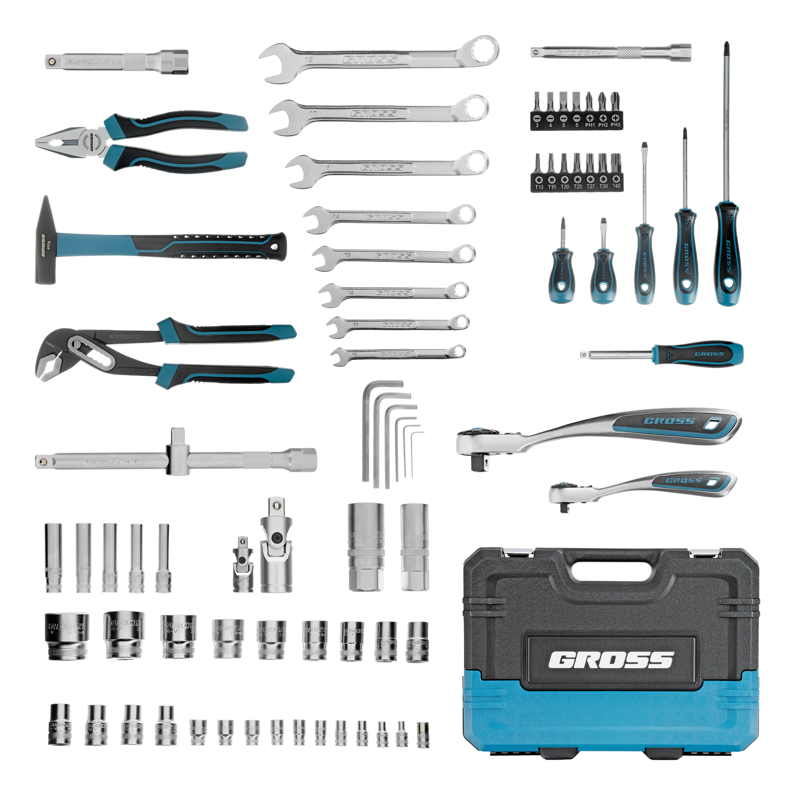 картинка Набор инструментов, 1/4", 1/2", CrV, 120 зубьев, 76 предметов Gross от магазина Одежда+