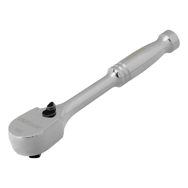 картинка Ключ-трещотка 1/4", CrV, 120 зубьев, цельнометаллический, хром Gross от магазина Одежда+