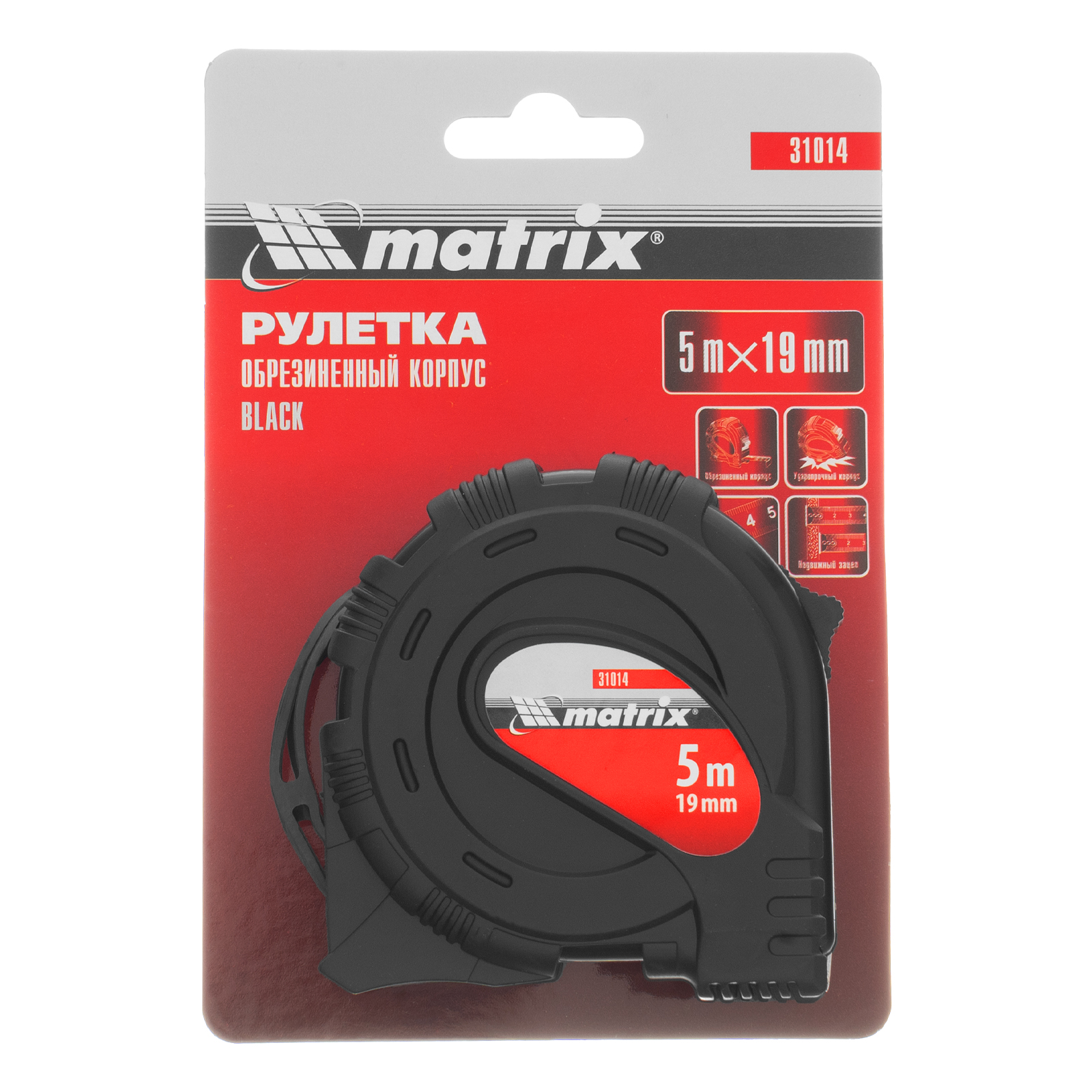 картинка Рулетка Black,5 м х 19 мм,обрезиненный корпус Matrix от магазина Одежда+
