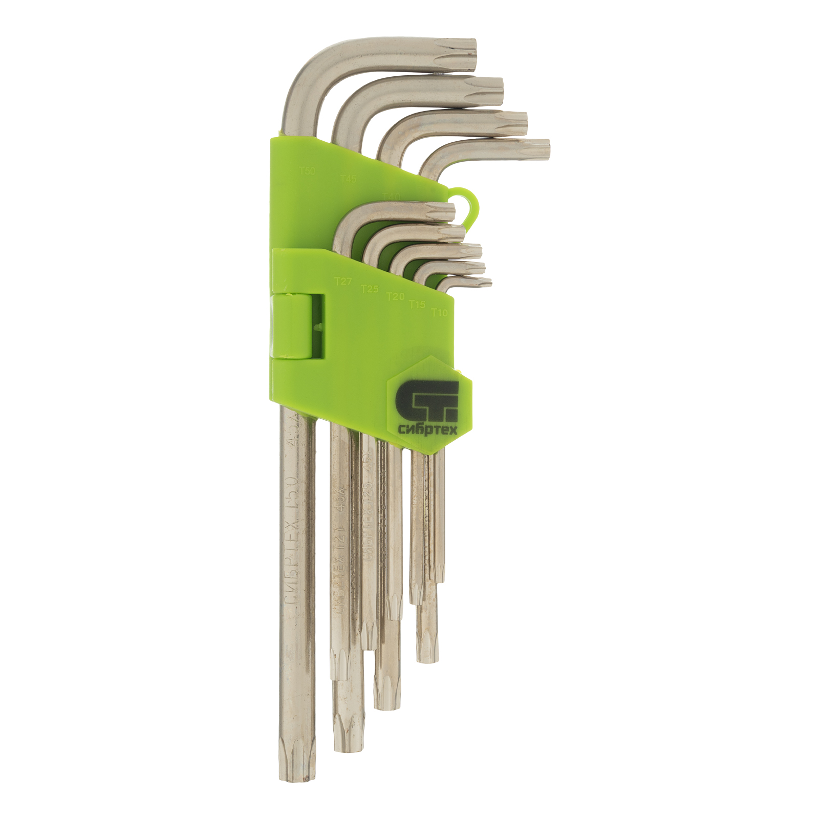 картинка Набор ключей имбусовых Tamper-Torx , 9 шт: ТТ10-ТТ50.45x, закаленные, удлиненные, никель Сибртех от магазина Одежда+