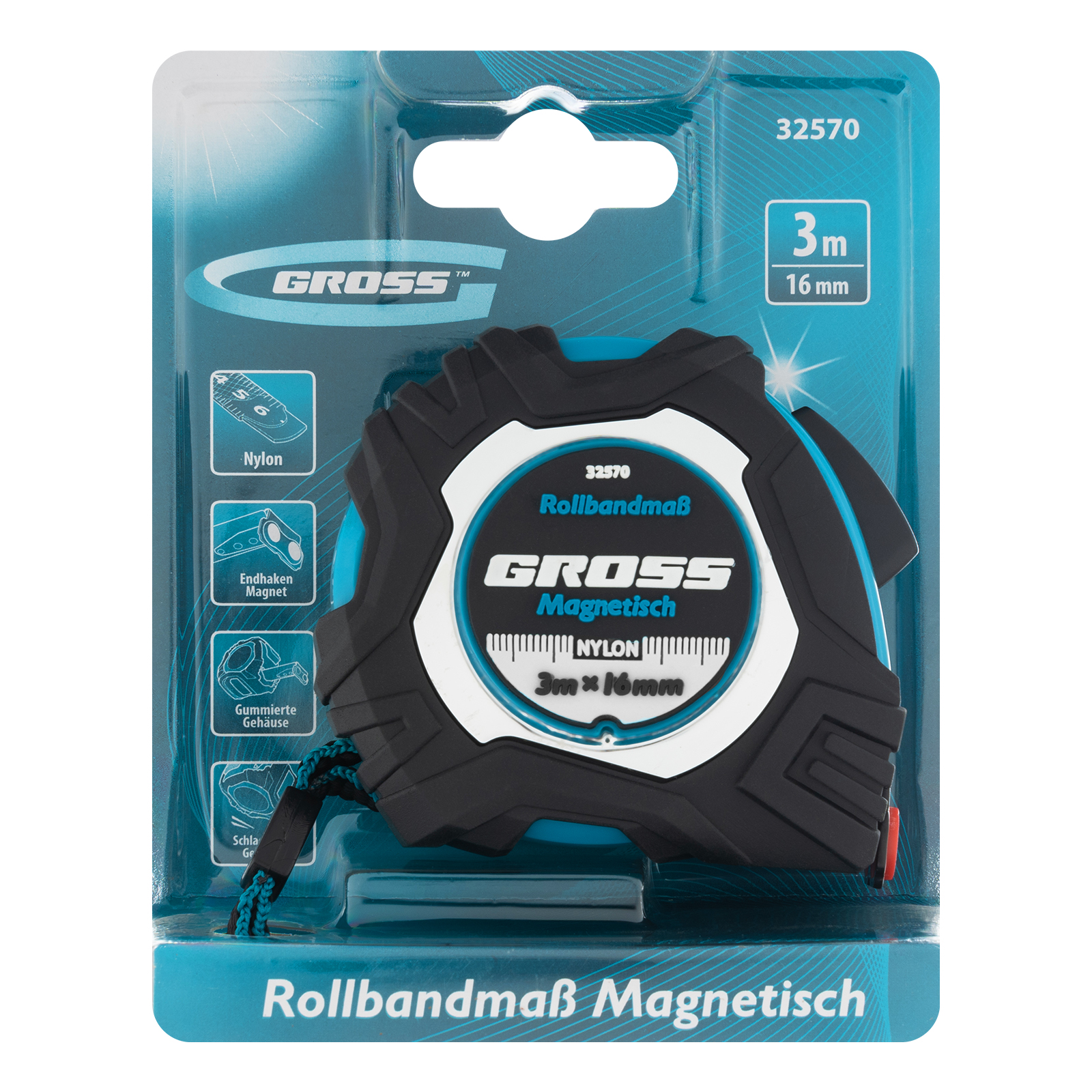 картинка Рулетка Magnetisch 3 м х 16 мм,обрезиненный корпус,автоматическая фиксация,Нейлоновое покрытиеытие,з от магазина Одежда+