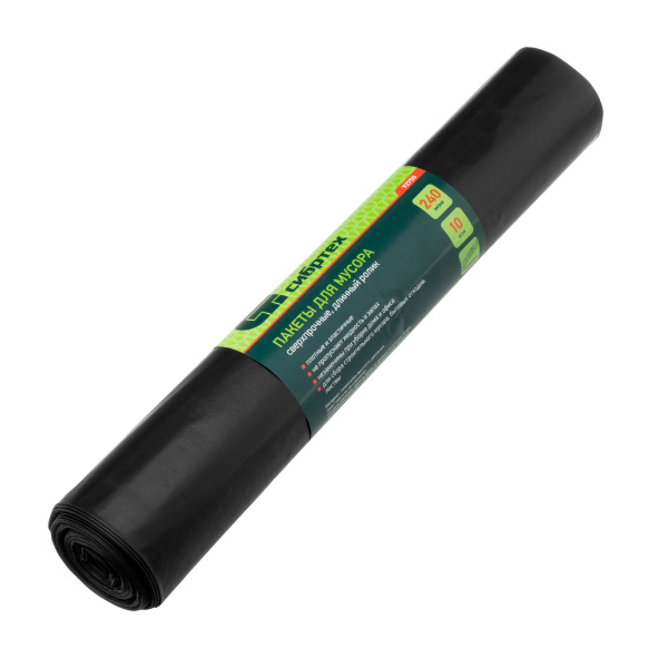 картинка Пакеты для мусора 240 л x 10 шт, пвд, сверхпрочные, длинный ролик,Сибртех от магазина Одежда+
