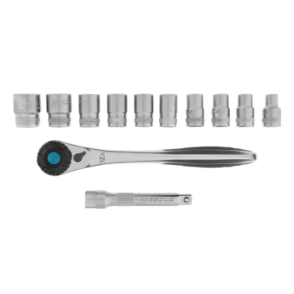 картинка Набор торцевых головок, трещотка 120 зубьев, 1/2", CrV, 12 предметов Gross от магазина Одежда+