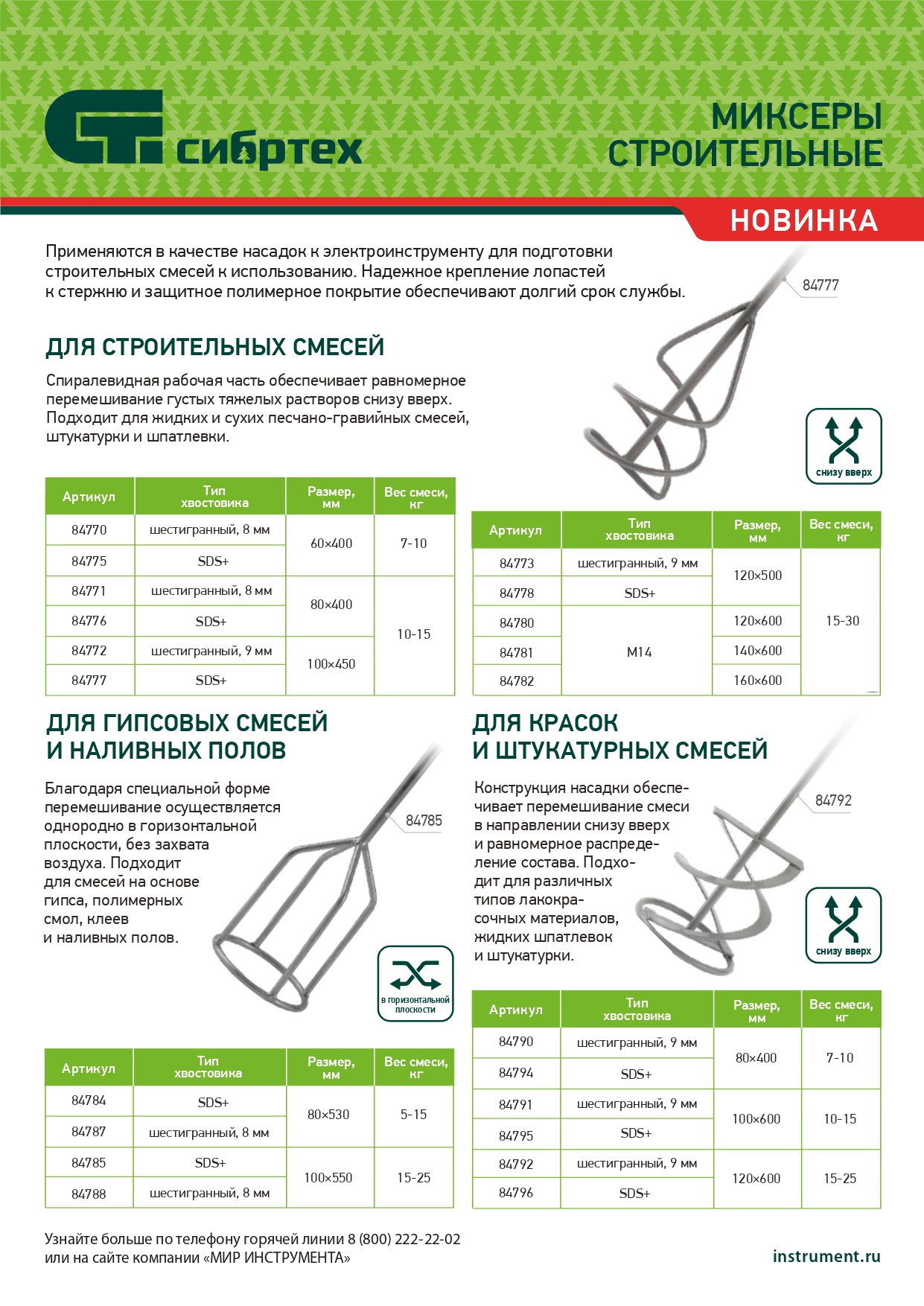 картинка Миксер для строительных смесей, 120х500мм, хвостовик SDS plus Сибртех от магазина Одежда+