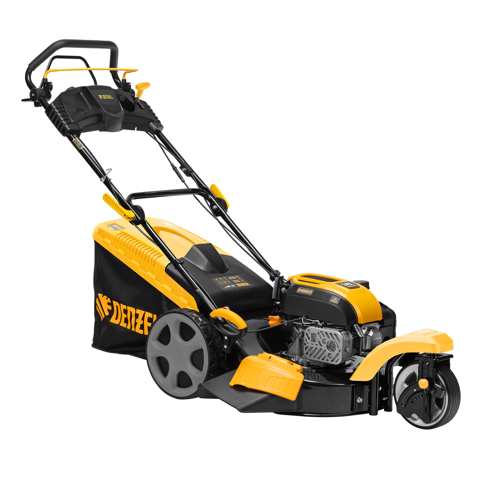 картинка Бензиновая газонокосилка GLT-460SP-T, Trike 149 см3, 46 см, привод, панель, 60л Denzel  от магазина Одежда+