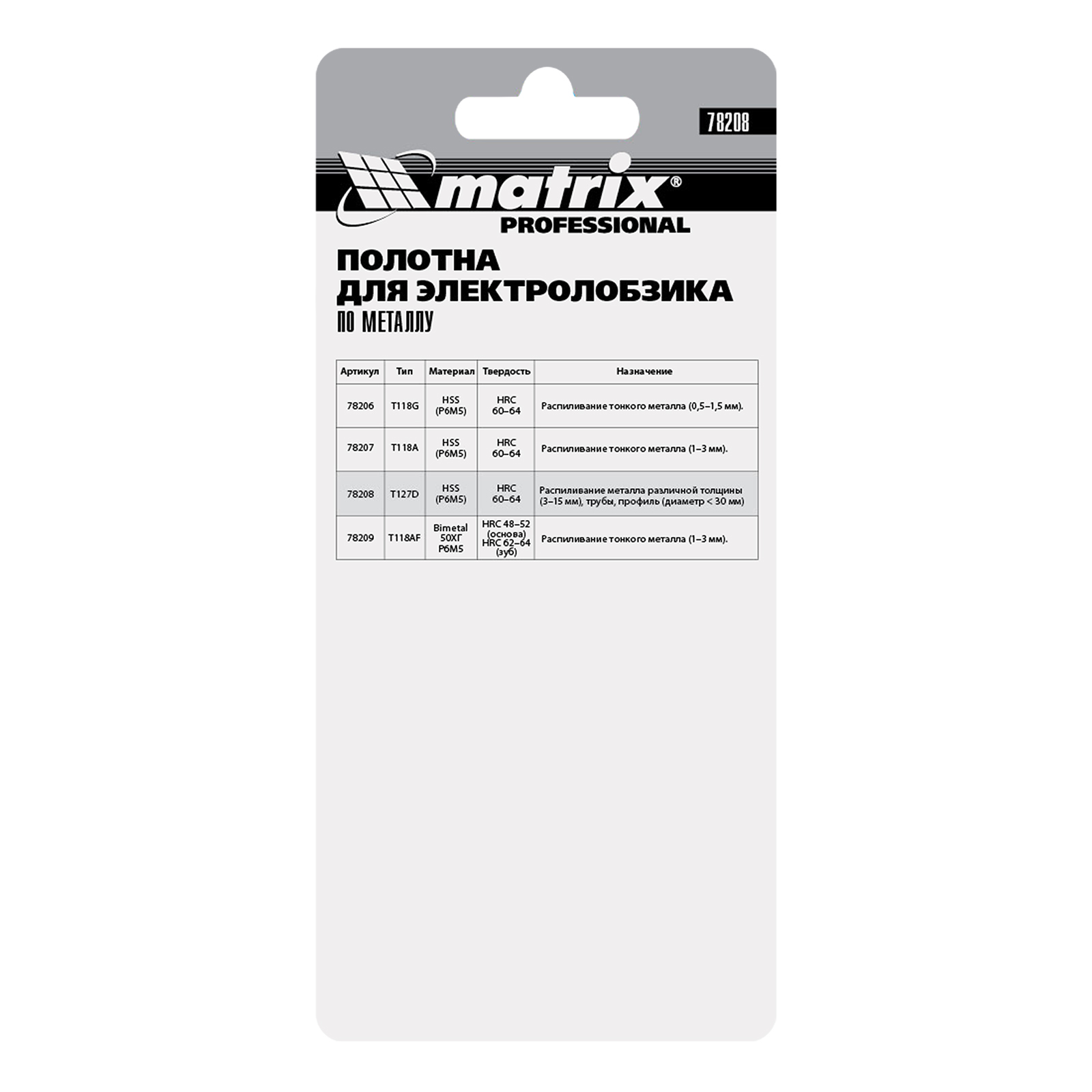 картинка Полотна для электролобзика по металлу, 3 шт, T127D, 75 х 3 мм, HSS Matrix Professional от магазина Одежда+