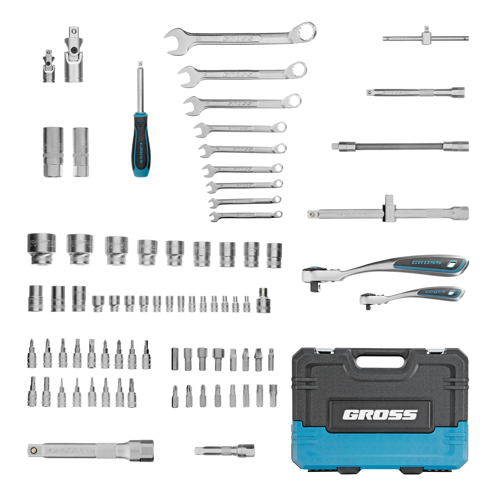 картинка Набор инструментов, 1/4", 1/2", CrV, 120 зубьев, 82 предмета Gross от магазина Одежда+