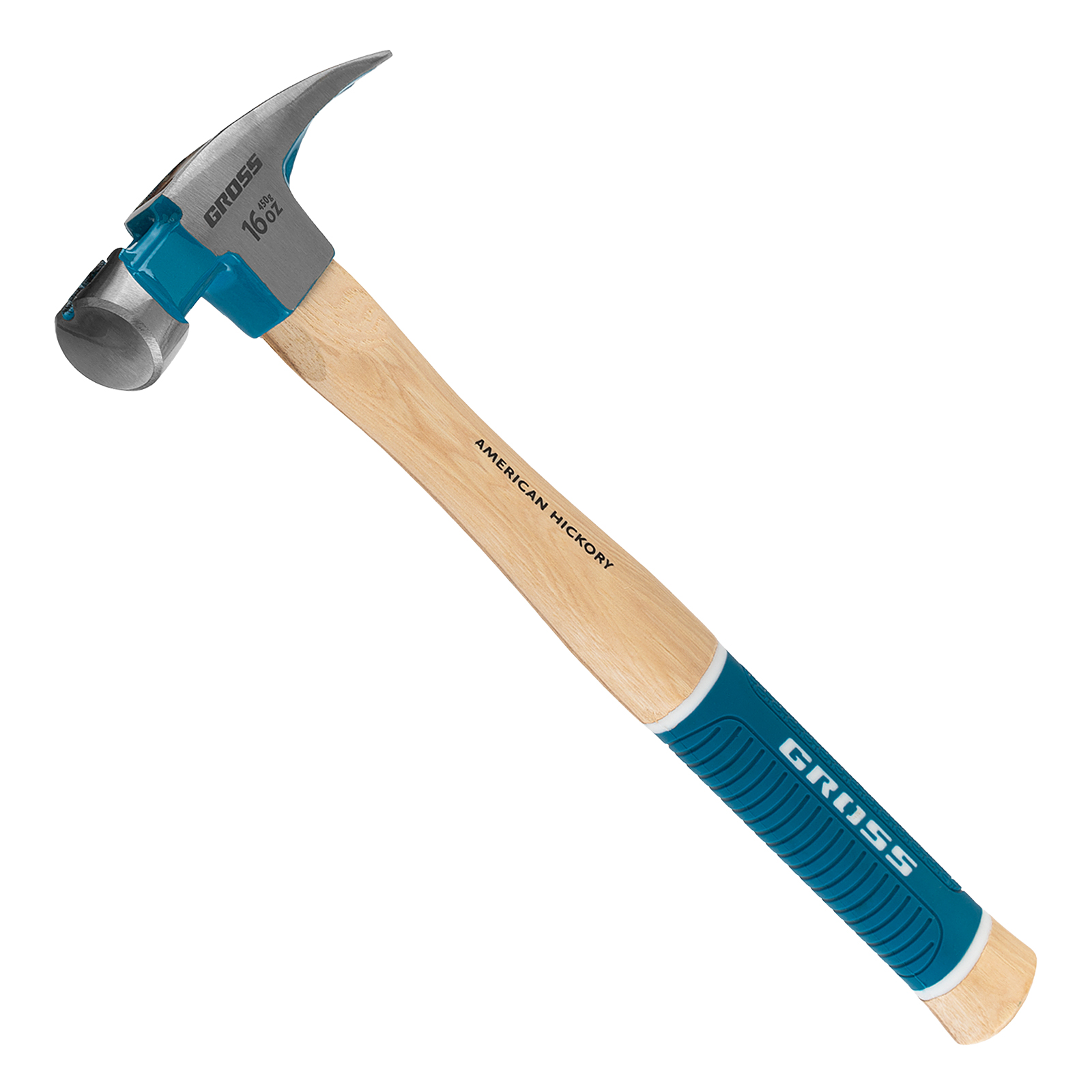 картинка Молоток-гвоздодер, 450 г, угол 75, магнит, обрезиненная рукоятка American hickory GROSS от магазина Одежда+