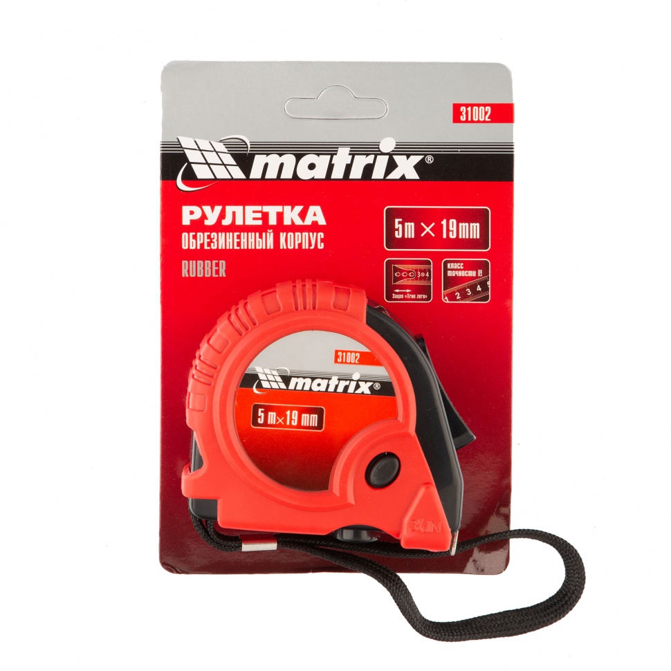 картинка Рулетка Rubber,5 м х 19 мм,обрезиненный корпус Matrix от магазина Одежда+